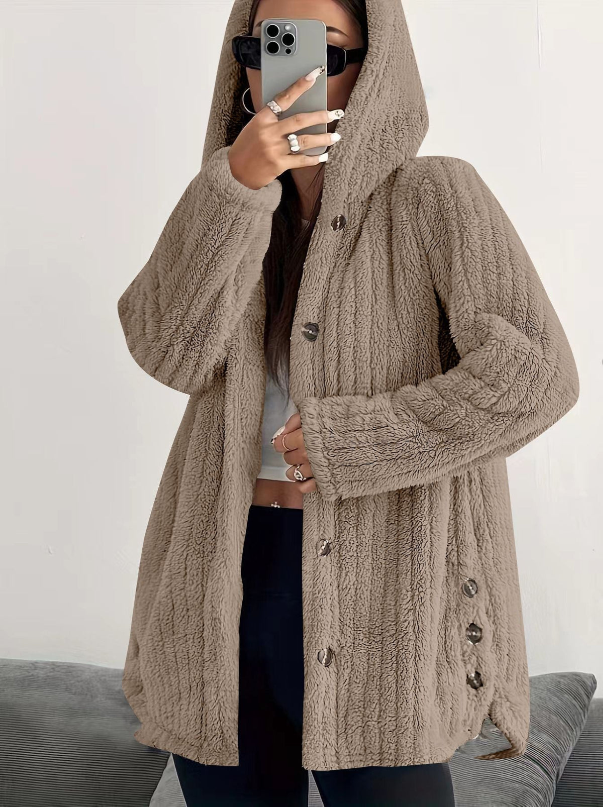 Orienne | Plush Hooded Cardigan
