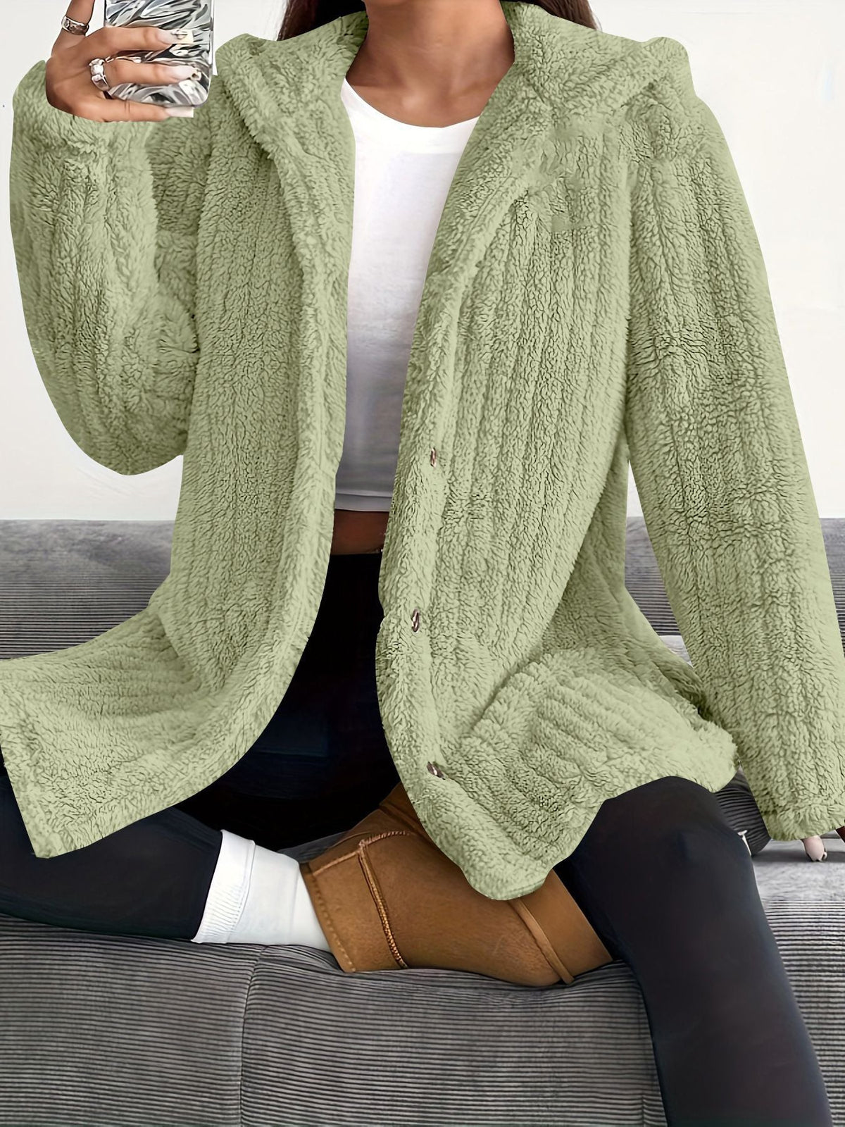 Orienne | Plush Hooded Cardigan