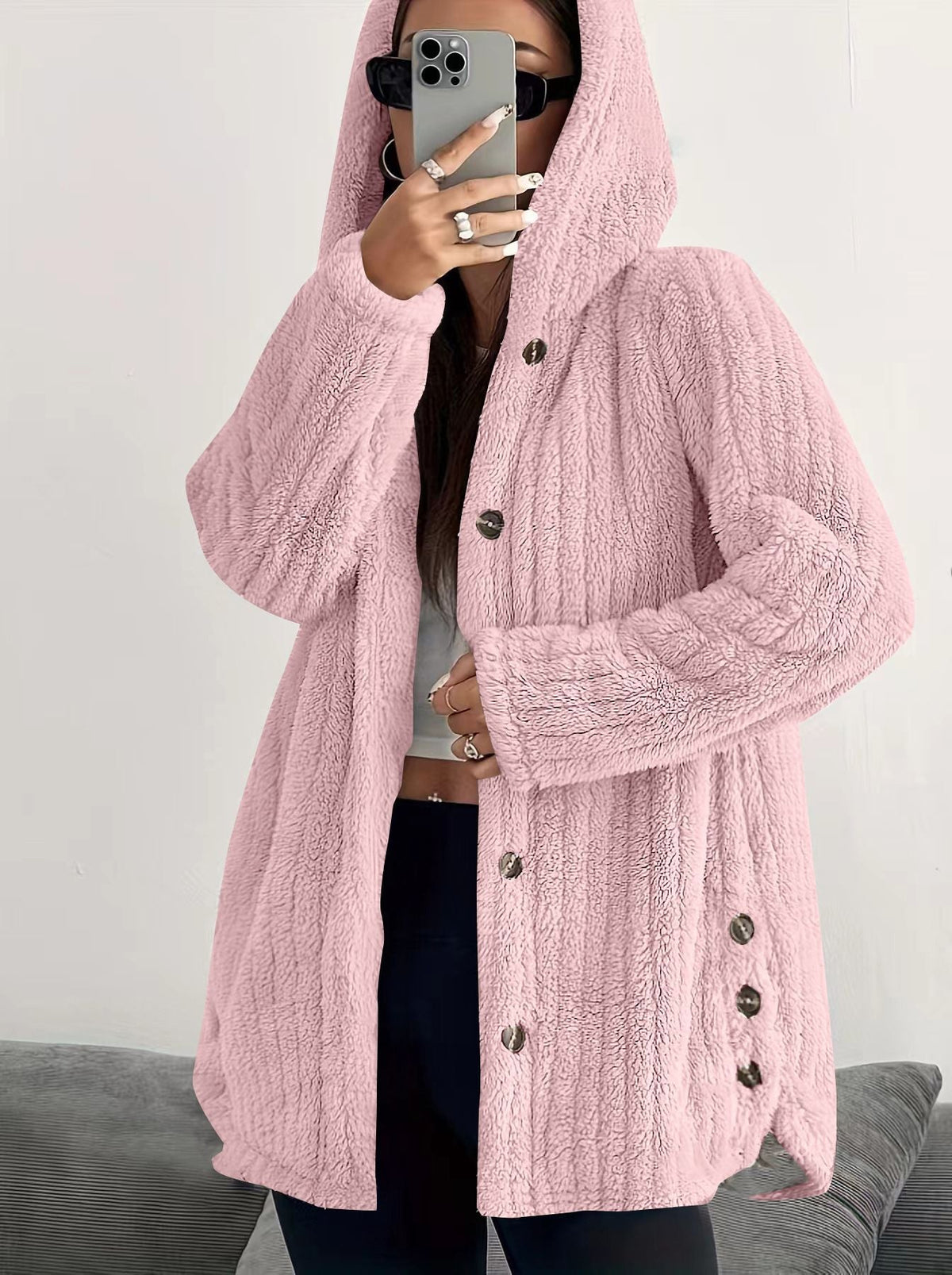 Orienne | Plush Hooded Cardigan