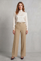 Orisse | Pinstripe High-Waisted Wide-Leg Trousers