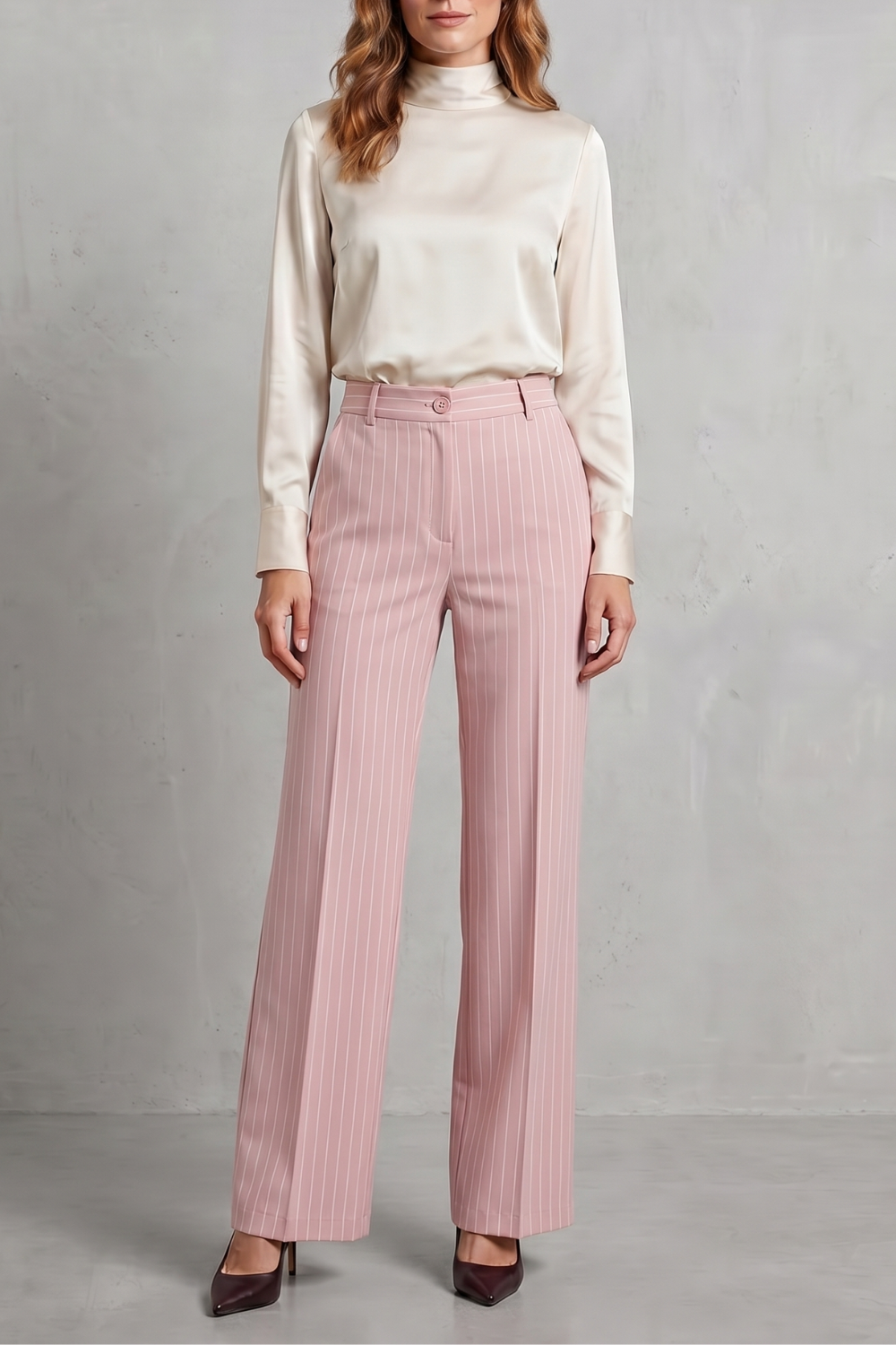 Orisse | Pinstripe High-Waisted Wide-Leg Trousers