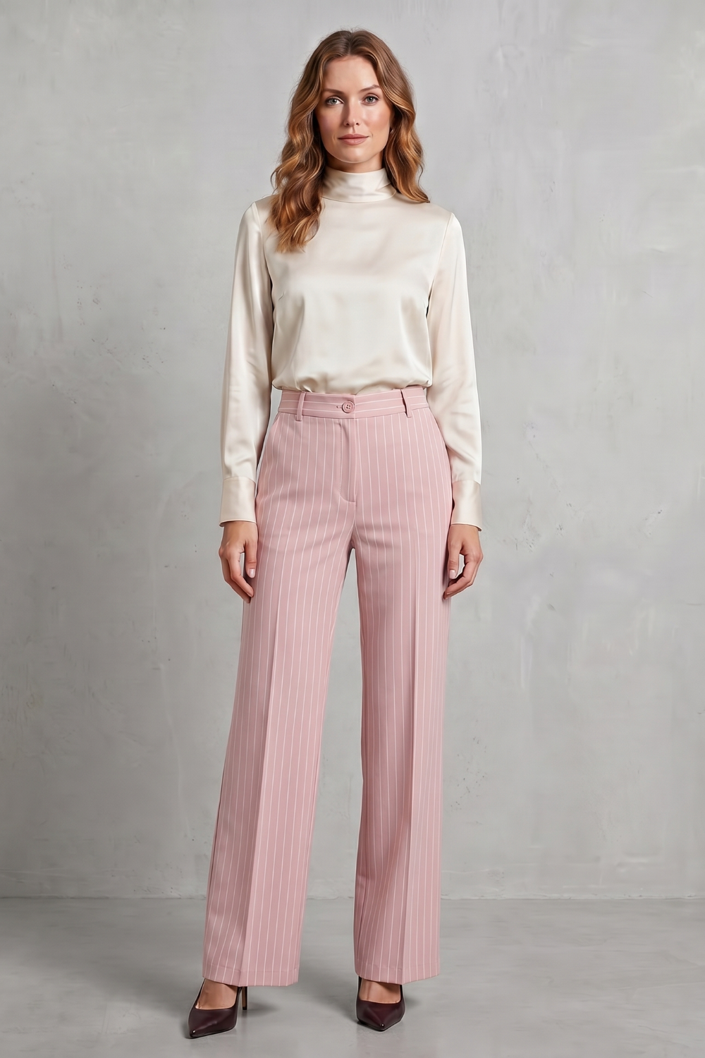 Orisse | Pinstripe High-Waisted Wide-Leg Trousers