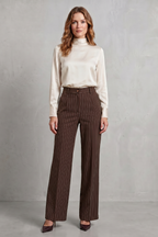Orisse | Pinstripe High-Waisted Wide-Leg Trousers