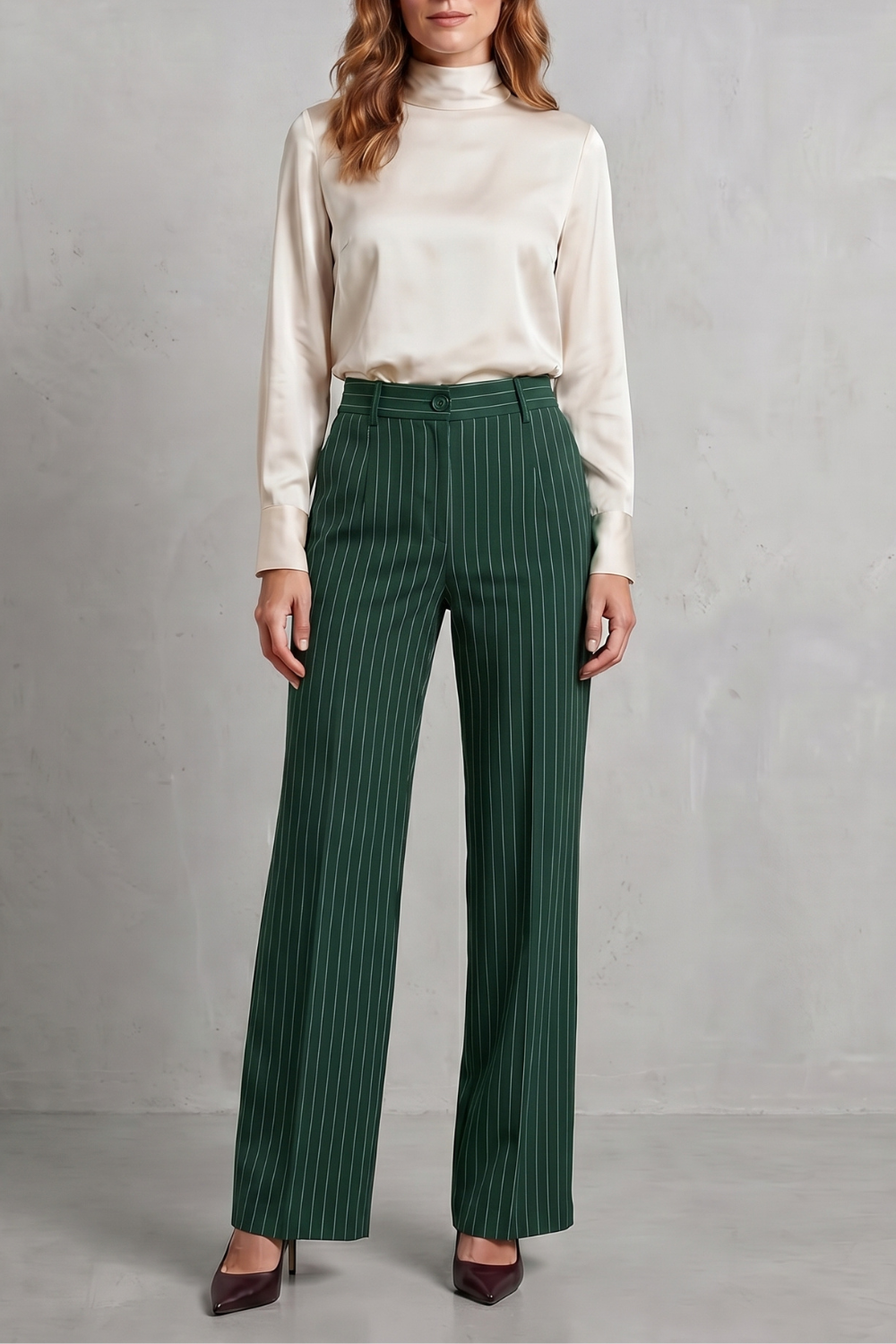 Orisse | Pinstripe High-Waisted Wide-Leg Trousers