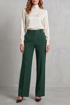Orisse | Pinstripe High-Waisted Wide-Leg Trousers