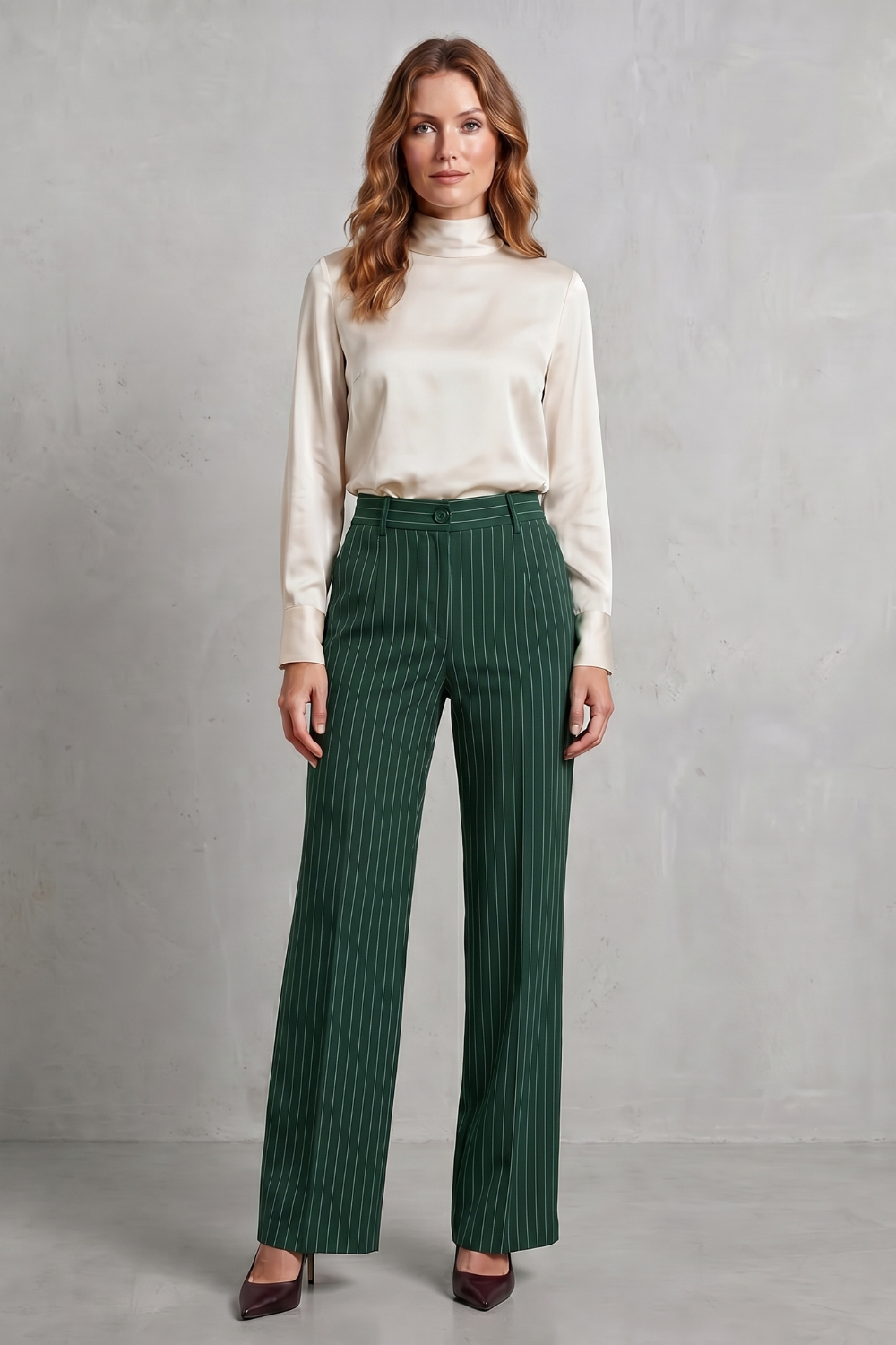 Orisse | Pinstripe High-Waisted Wide-Leg Trousers