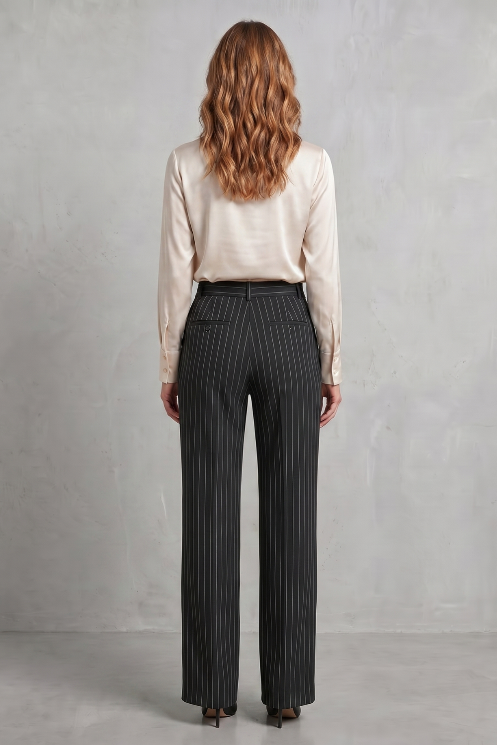 Orisse | Pinstripe High-Waisted Wide-Leg Trousers