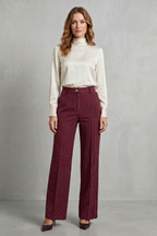 Orisse | Pinstripe High-Waisted Wide-Leg Trousers