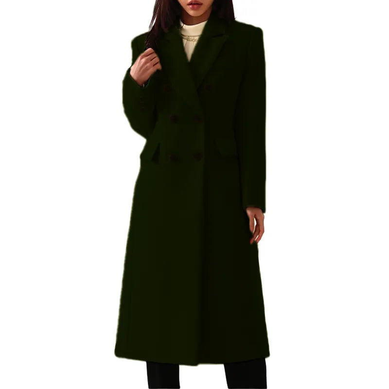 Paelle | Double-Breasted Long Coat with Notched Lapels