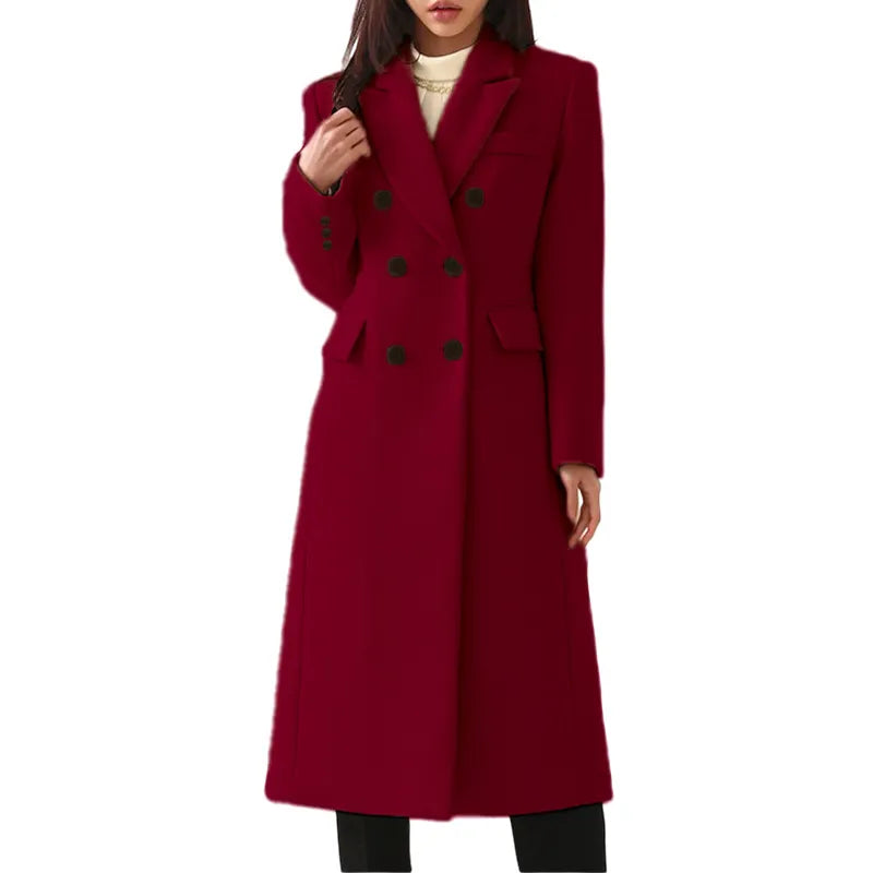 Paelle | Double-Breasted Long Coat with Notched Lapels