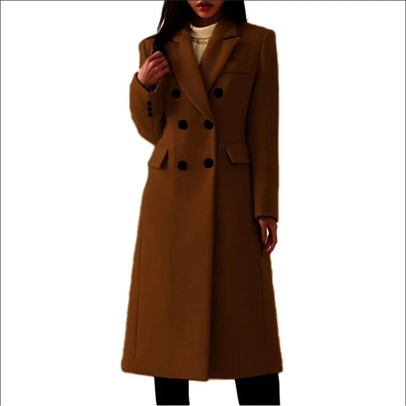 Paelle | Double-Breasted Long Coat with Notched Lapels