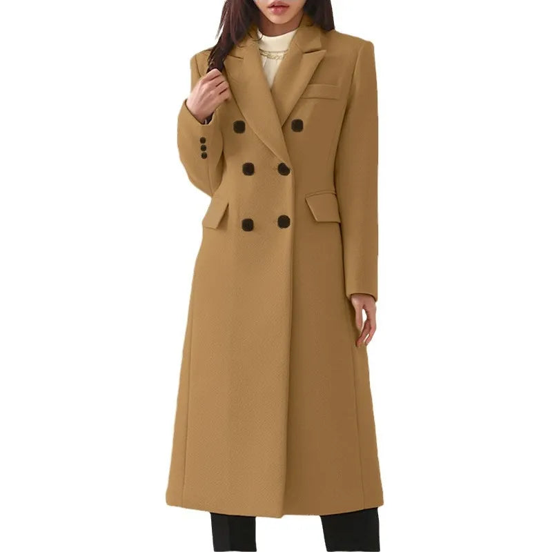 Paelle | Double-Breasted Long Coat with Notched Lapels