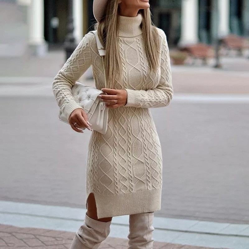 Penana | Cable Knit Turtleneck Sweater Dress