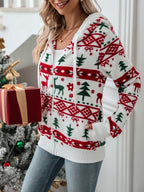 Penanne | Hooded Zip Christmas Cardigan Plush