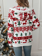 Penanne | Hooded Zip Christmas Cardigan Plush