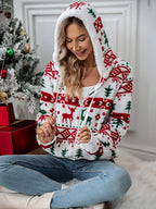 Penanne | Hooded Zip Christmas Cardigan Plush