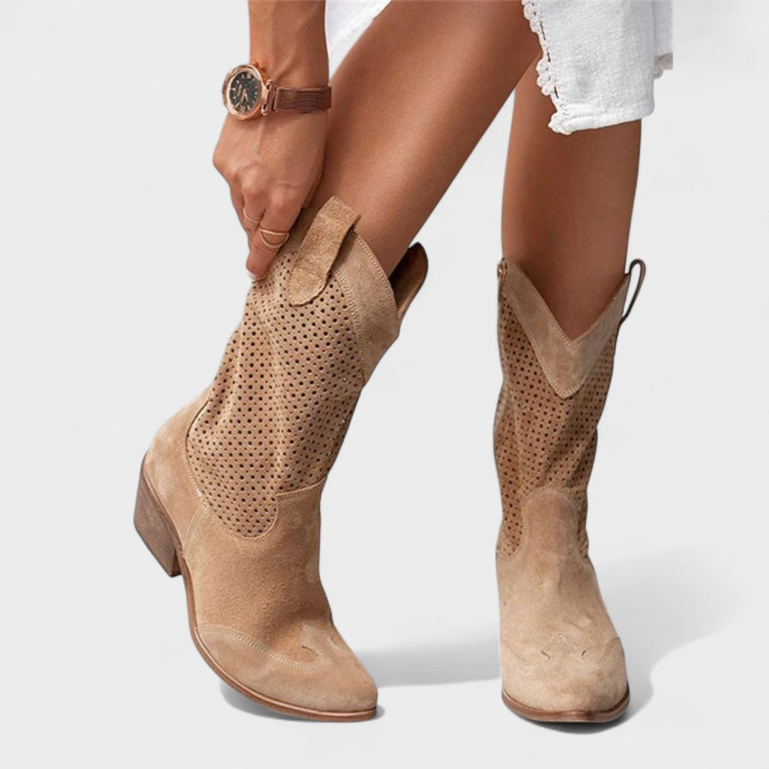 Penette | Perforated Western Ankle Boots