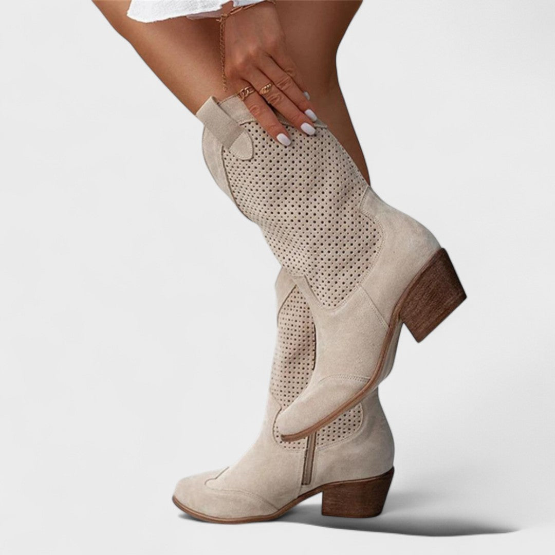 Penette | Perforated Western Ankle Boots
