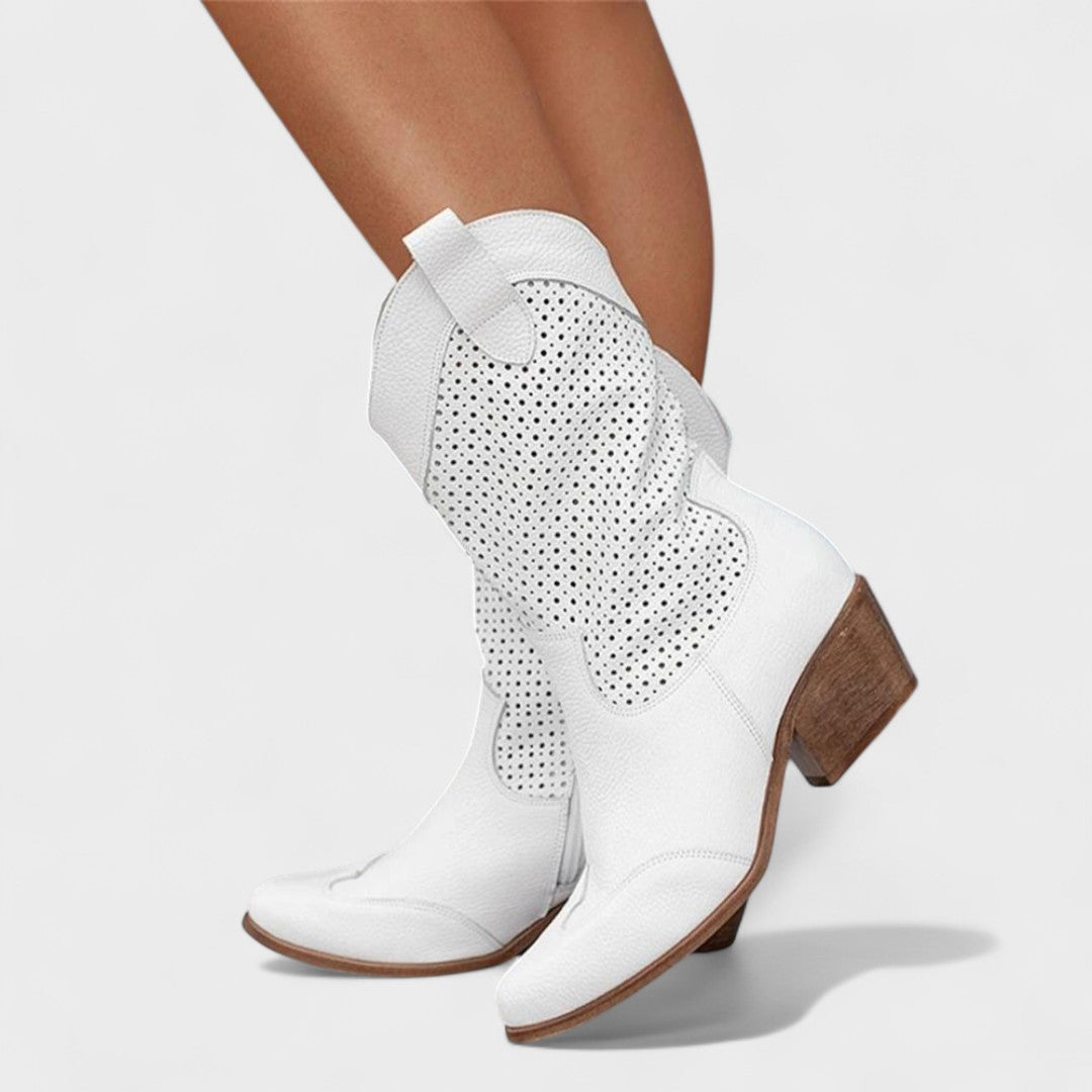 Penette | Perforated Western Ankle Boots