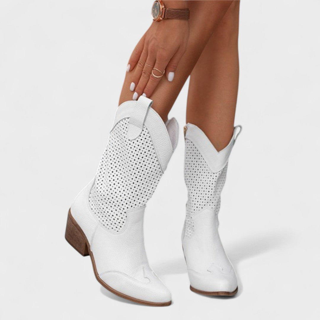 Penette | Perforated Western Ankle Boots