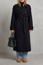 Rheana | Black Oversized Wool Trench Coat