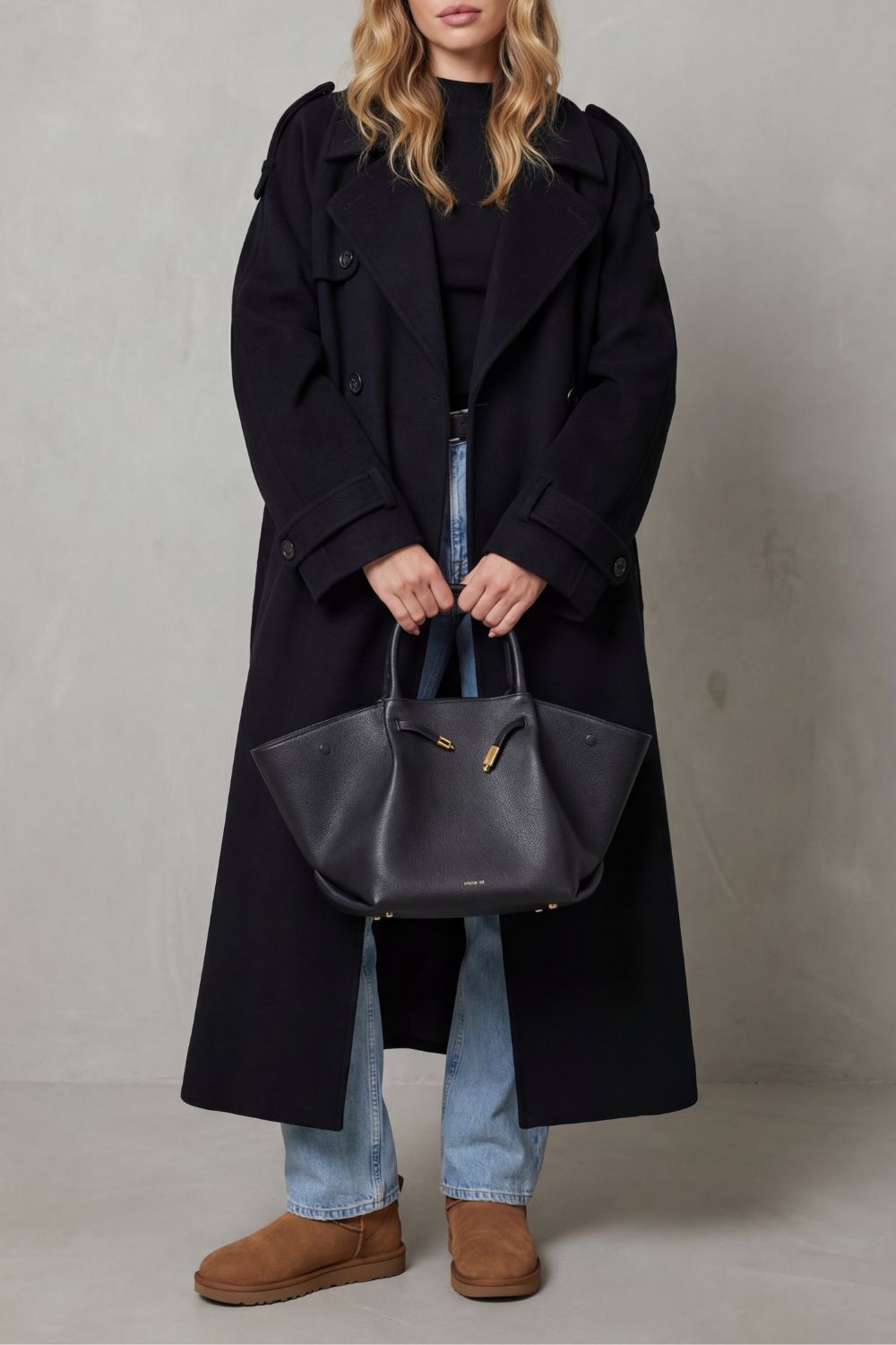 Rheana | Black Oversized Wool Trench Coat