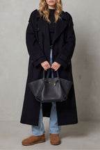 Rheana | Black Oversized Wool Trench Coat