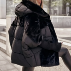 Rheisse | Faux Fur Hooded Coat with Quilted Panels