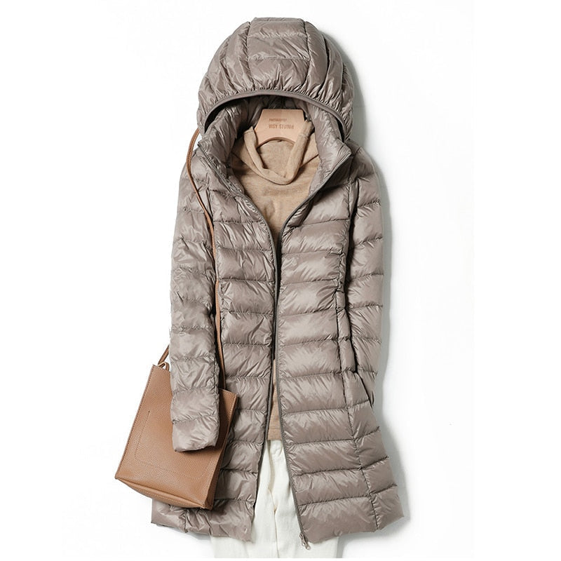 Rhena | Ultralight Hooded Long Puffer Coat