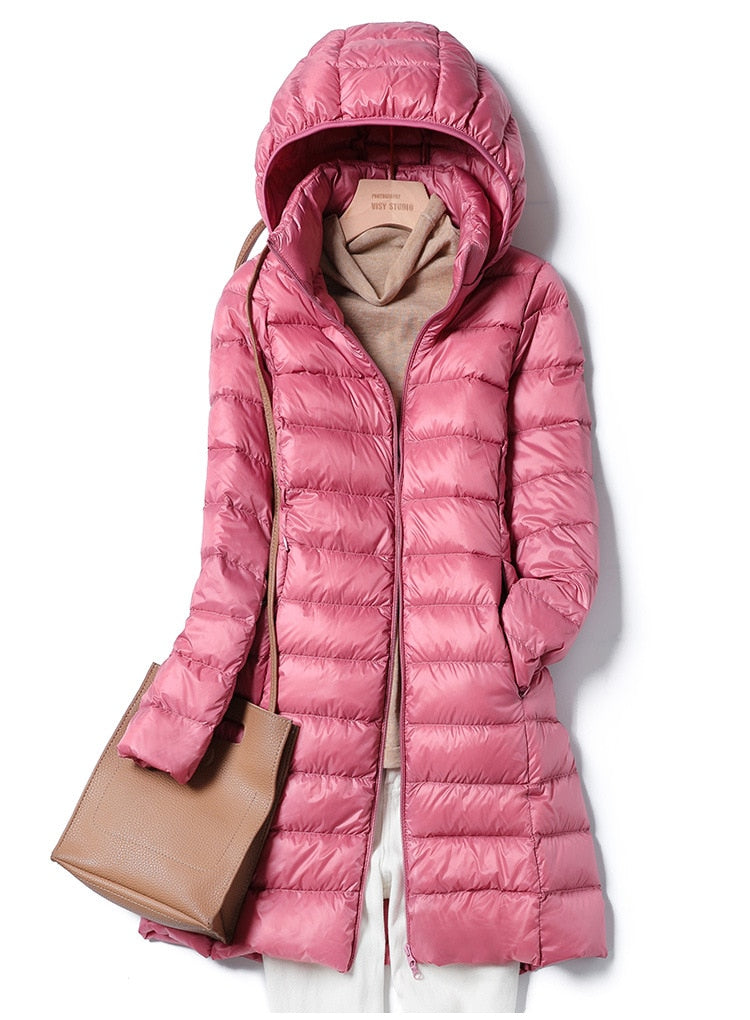 Rhena | Ultralight Hooded Long Puffer Coat