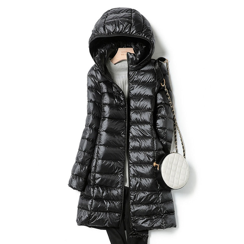 Rhena | Ultralight Hooded Long Puffer Coat