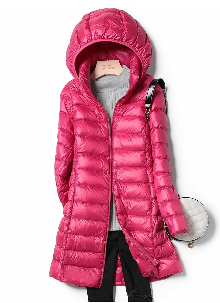 Rhena | Ultralight Hooded Long Puffer Coat