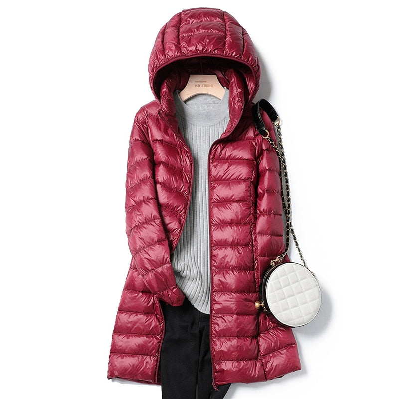 Rhena | Ultralight Hooded Long Puffer Coat