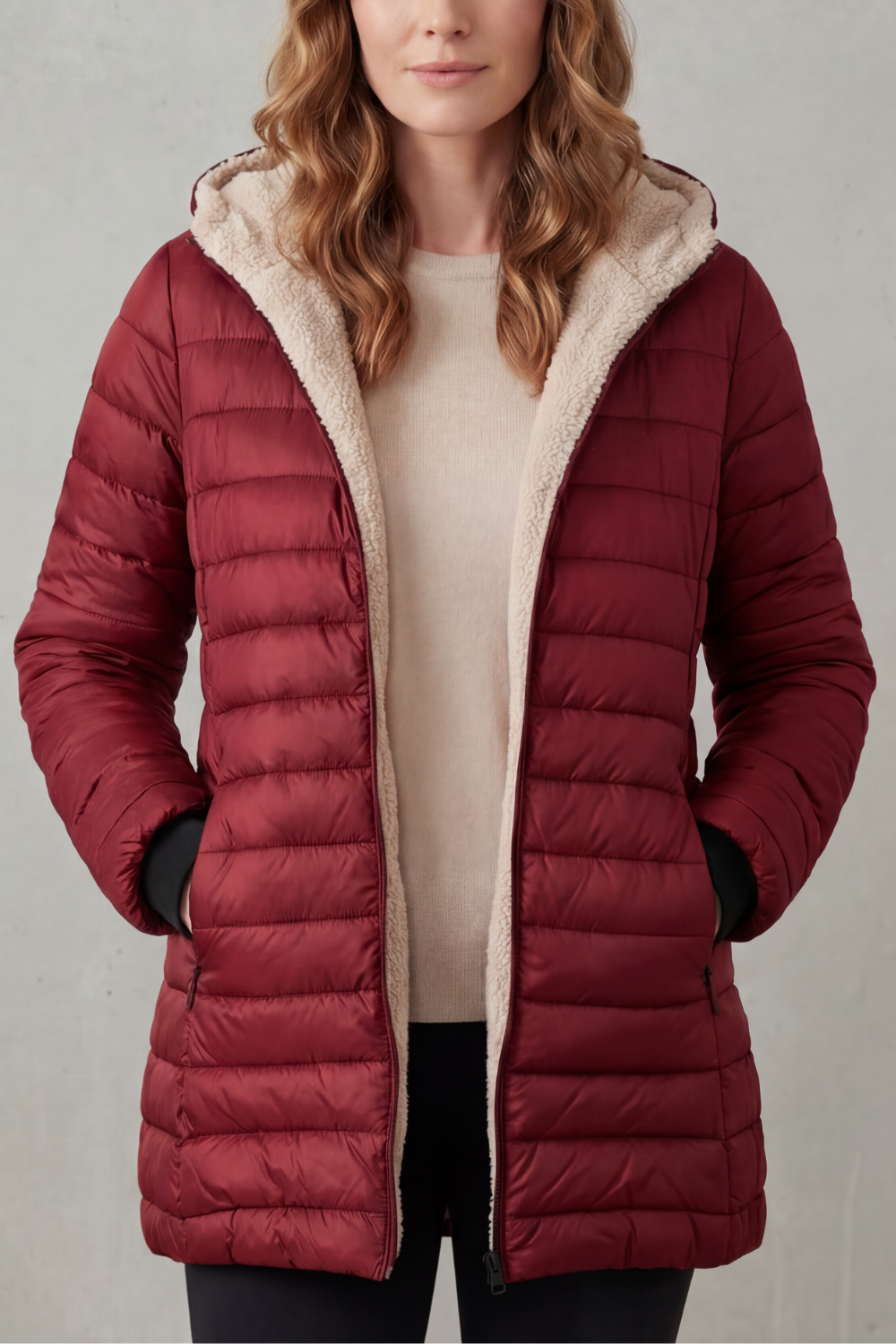 Rheora | Sherpa Lined Hooded Puffer Jacket