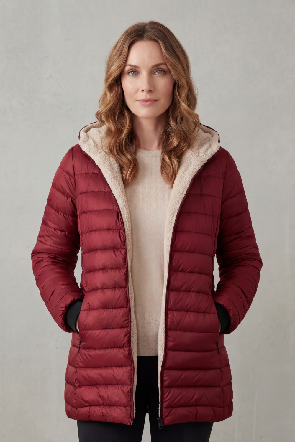 Rheora | Sherpa Lined Hooded Puffer Jacket