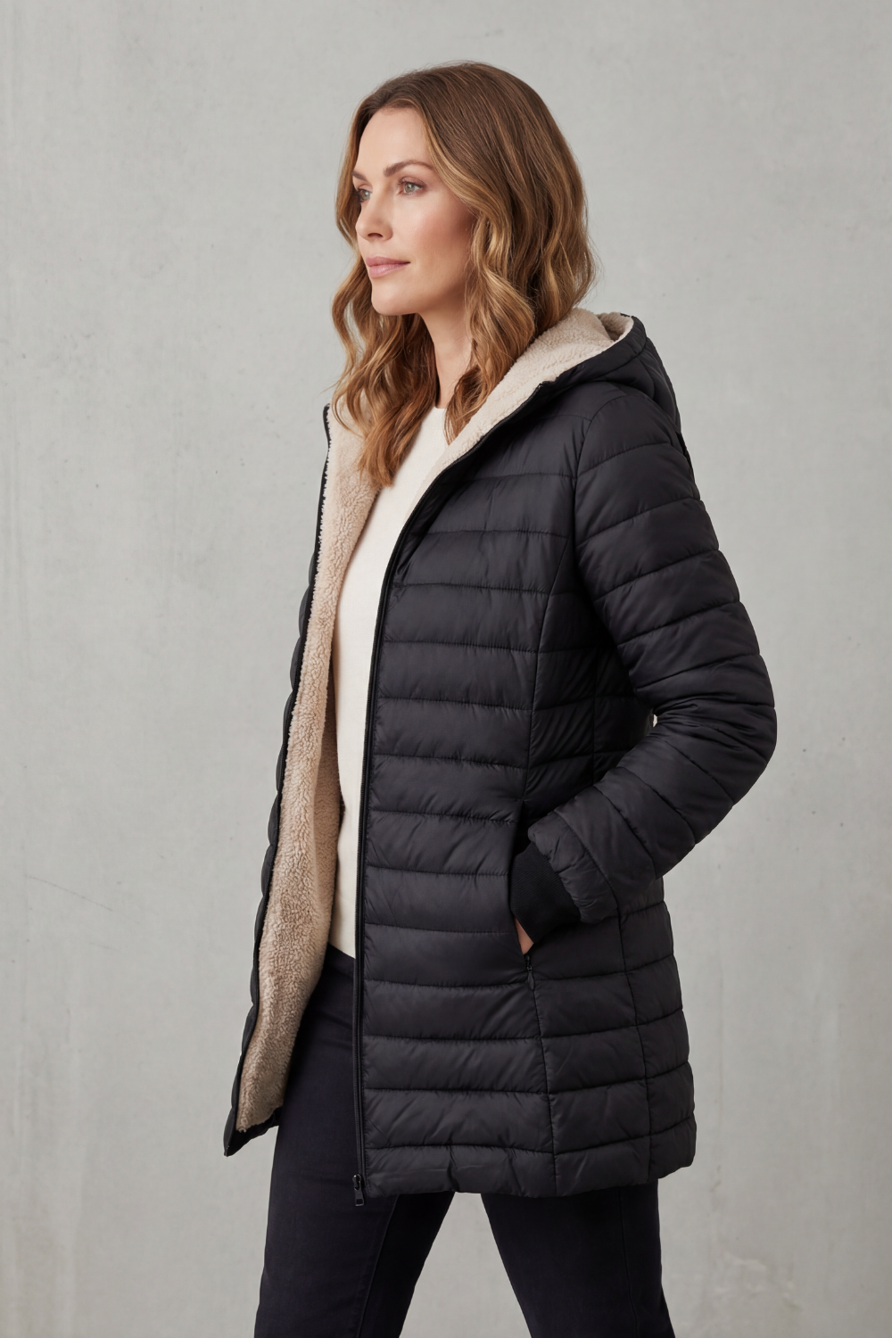 Rheora | Sherpa Lined Hooded Puffer Jacket