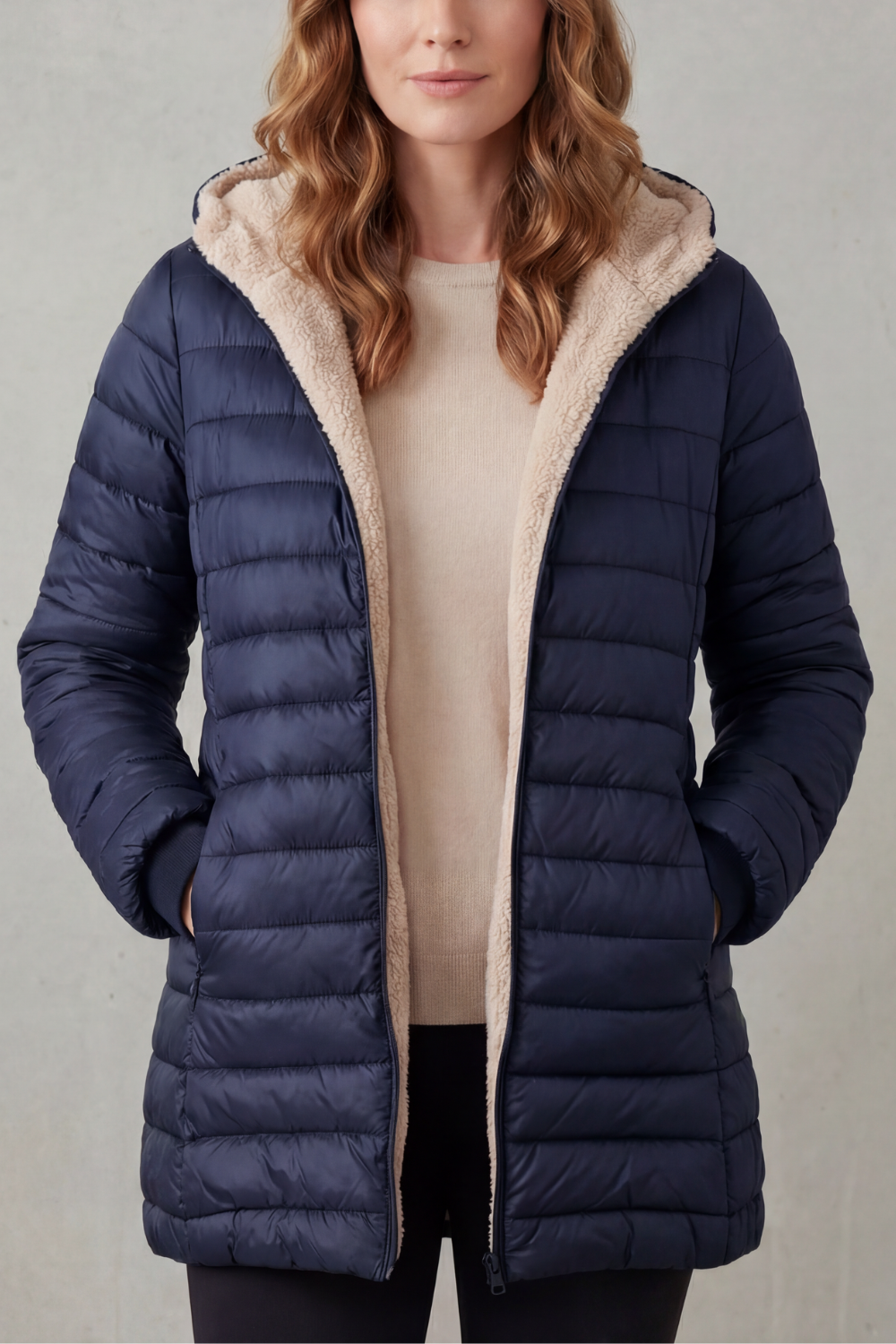Rheora | Sherpa Lined Hooded Puffer Jacket