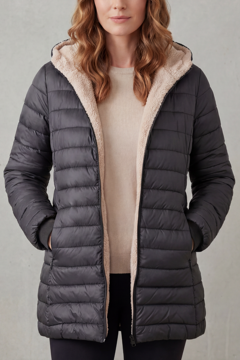 Rheora | Sherpa Lined Hooded Puffer Jacket