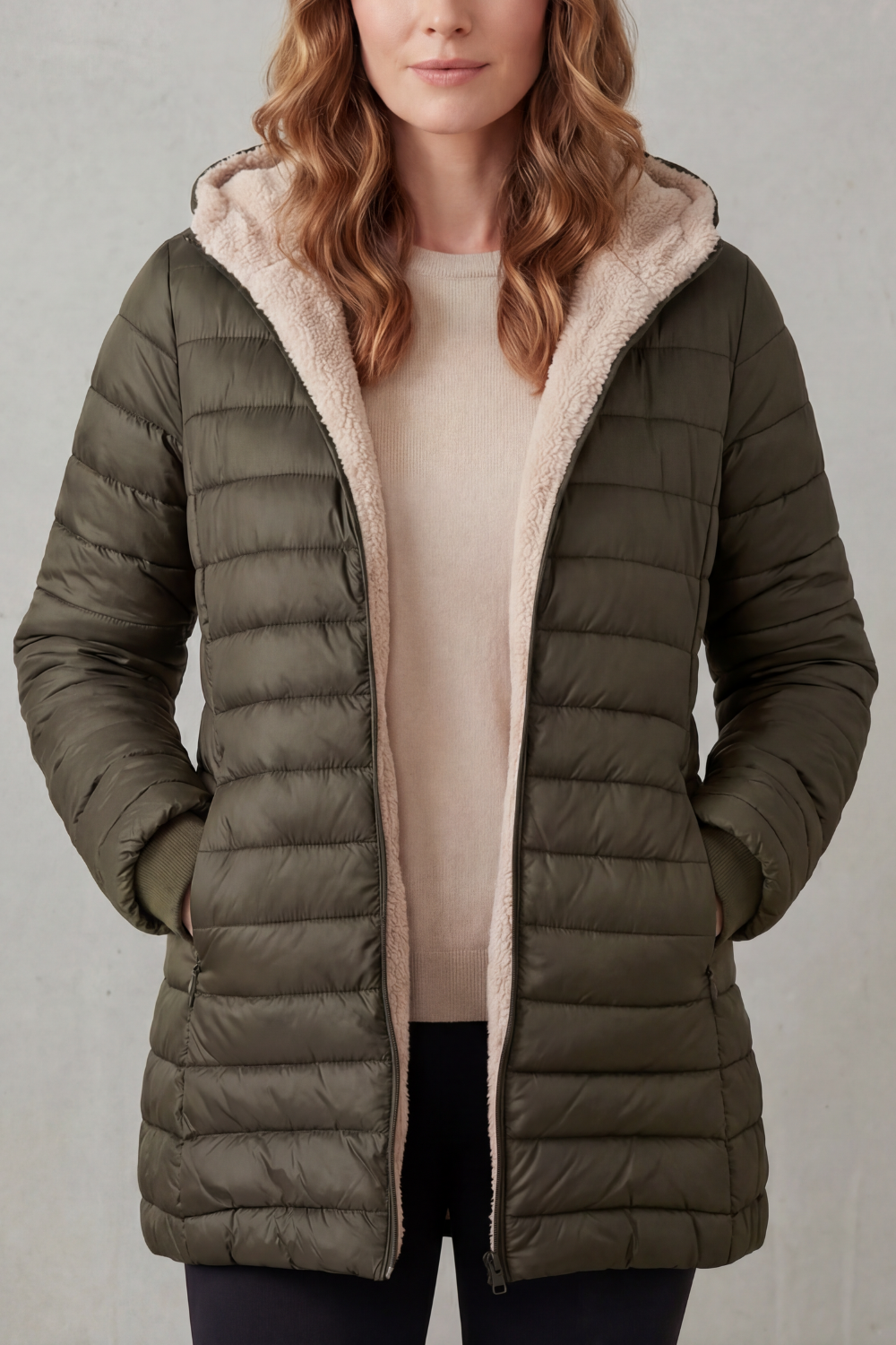 Rheora | Sherpa Lined Hooded Puffer Jacket