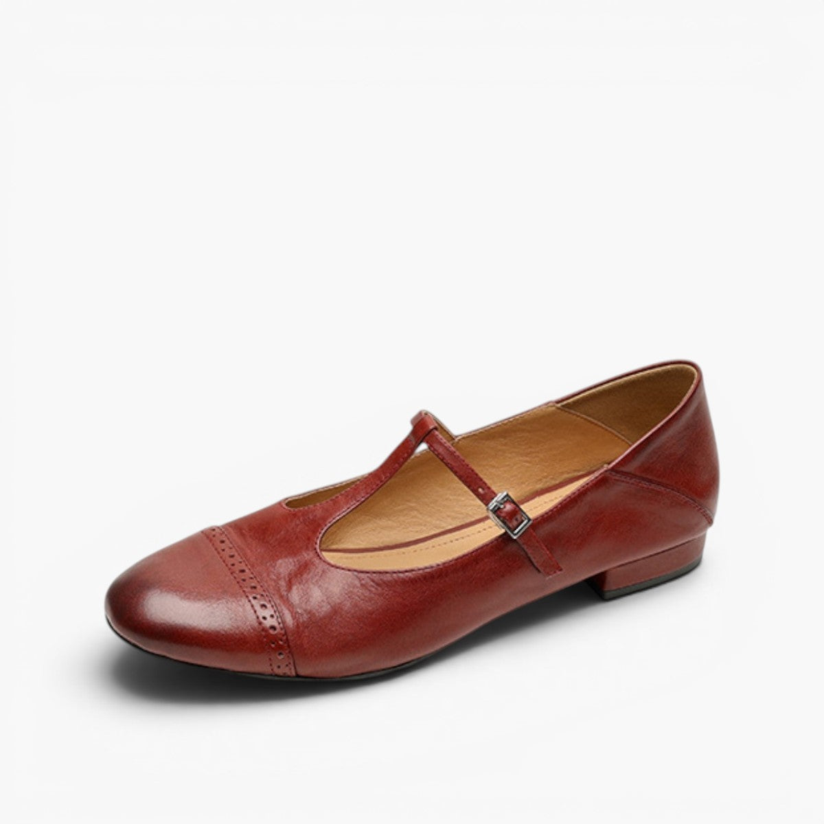 Rosenne | T-Strap Leather Mary Janes Washed Finish
