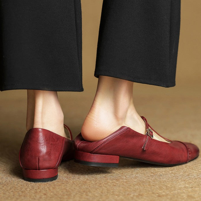 Rosenne | T-Strap Leather Mary Janes Washed Finish
