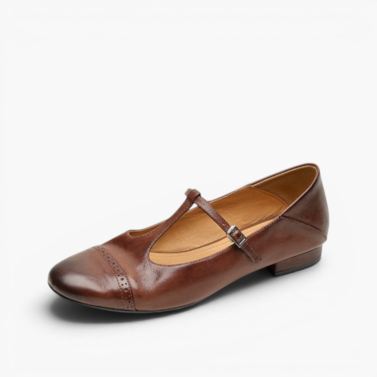 Rosenne | T-Strap Leather Mary Janes Washed Finish