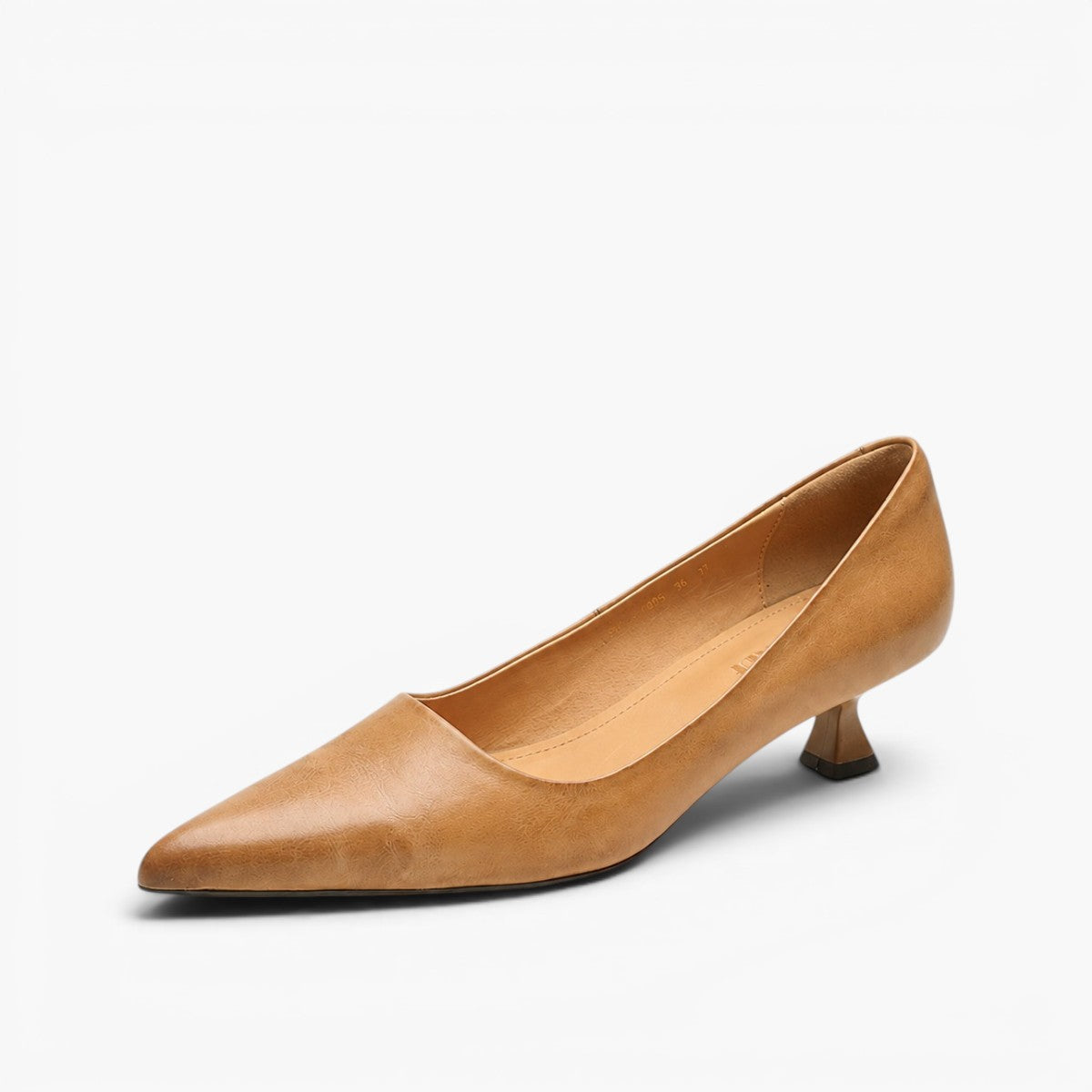 Saffiya | Leather Kitten Heel Pumps with Pointed Toe