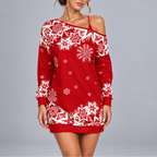 Selisse | Off Shoulder Snowflake Christmas Sweater Dress