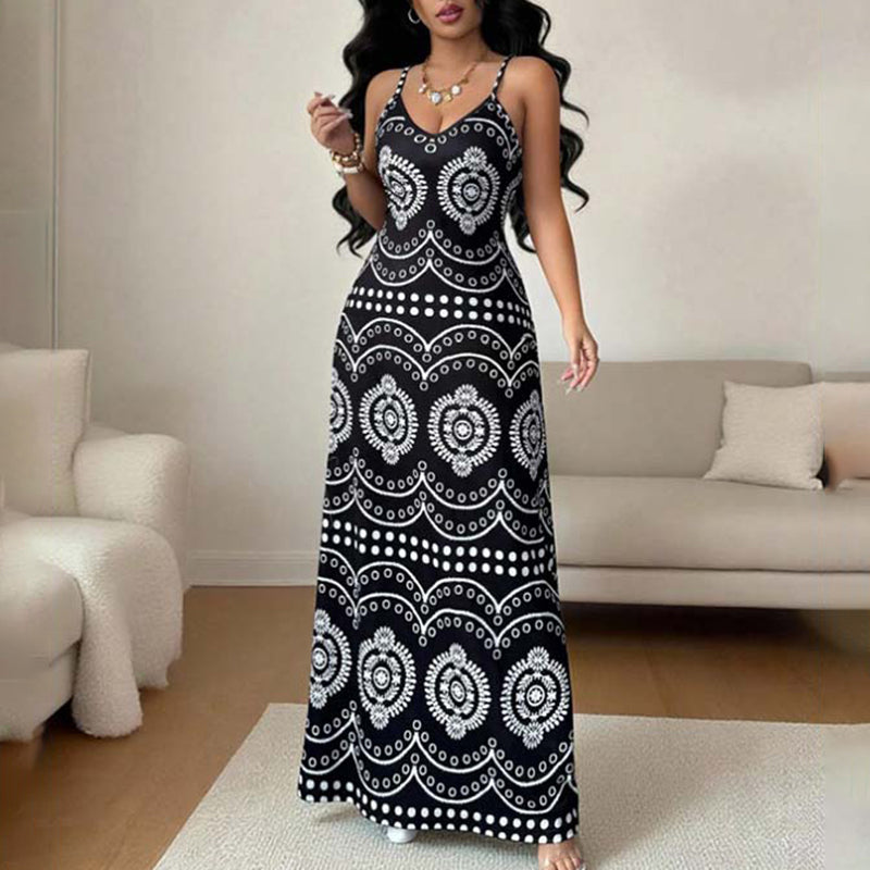 Jemima™ | Flattering Boho Print Maxi Dress