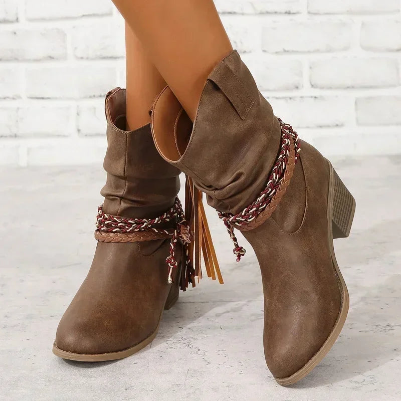Talelle | Leather Look Western Boots