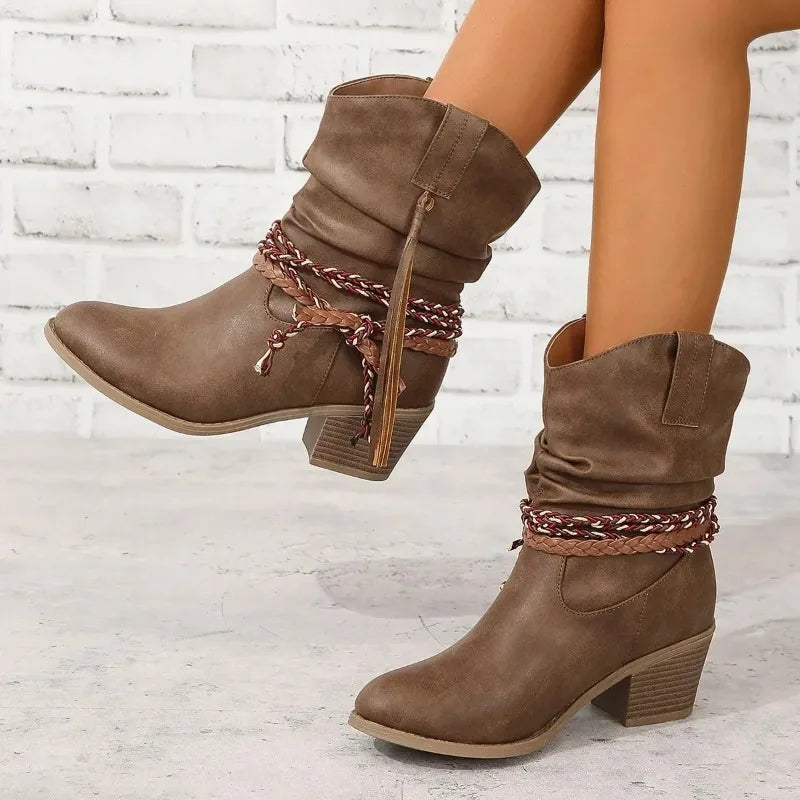 Talelle | Leather Look Western Boots