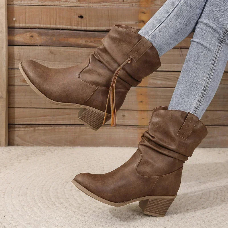 Talelle | Leather Look Western Boots