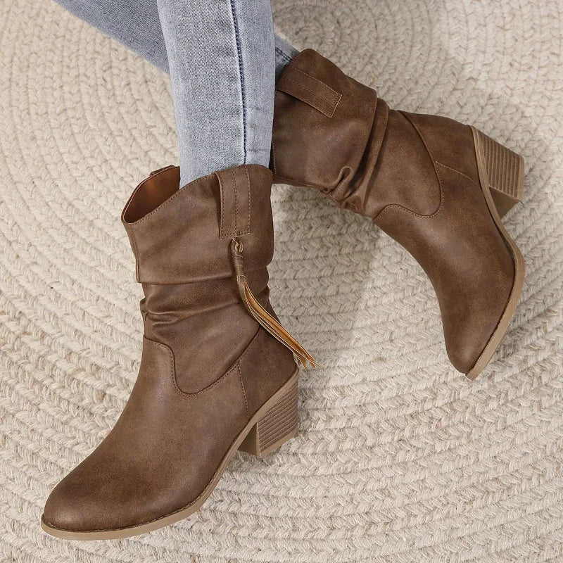 Talelle | Leather Look Western Boots
