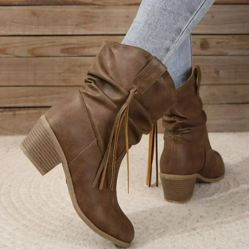 Talelle | Leather Look Western Boots